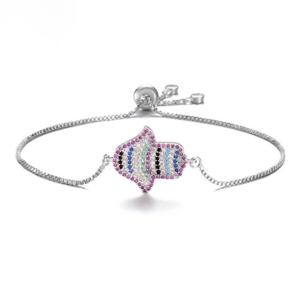 Hamsa Hand Symbol Cubic Zirconia Bracelet 25$